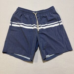 Fair Harbor Men Swim Trunks Blue Wash Strip Sz L Lined
